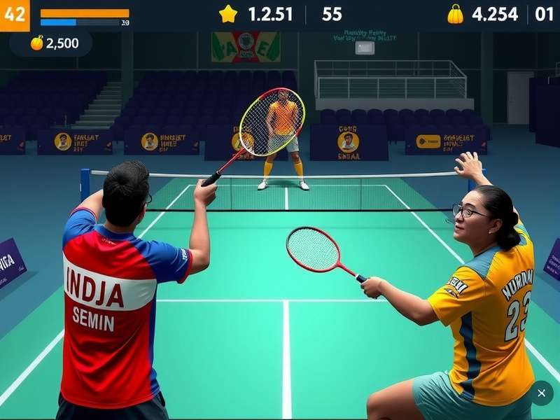 Racket Royalty gameplay screenshot showing intense badminton match